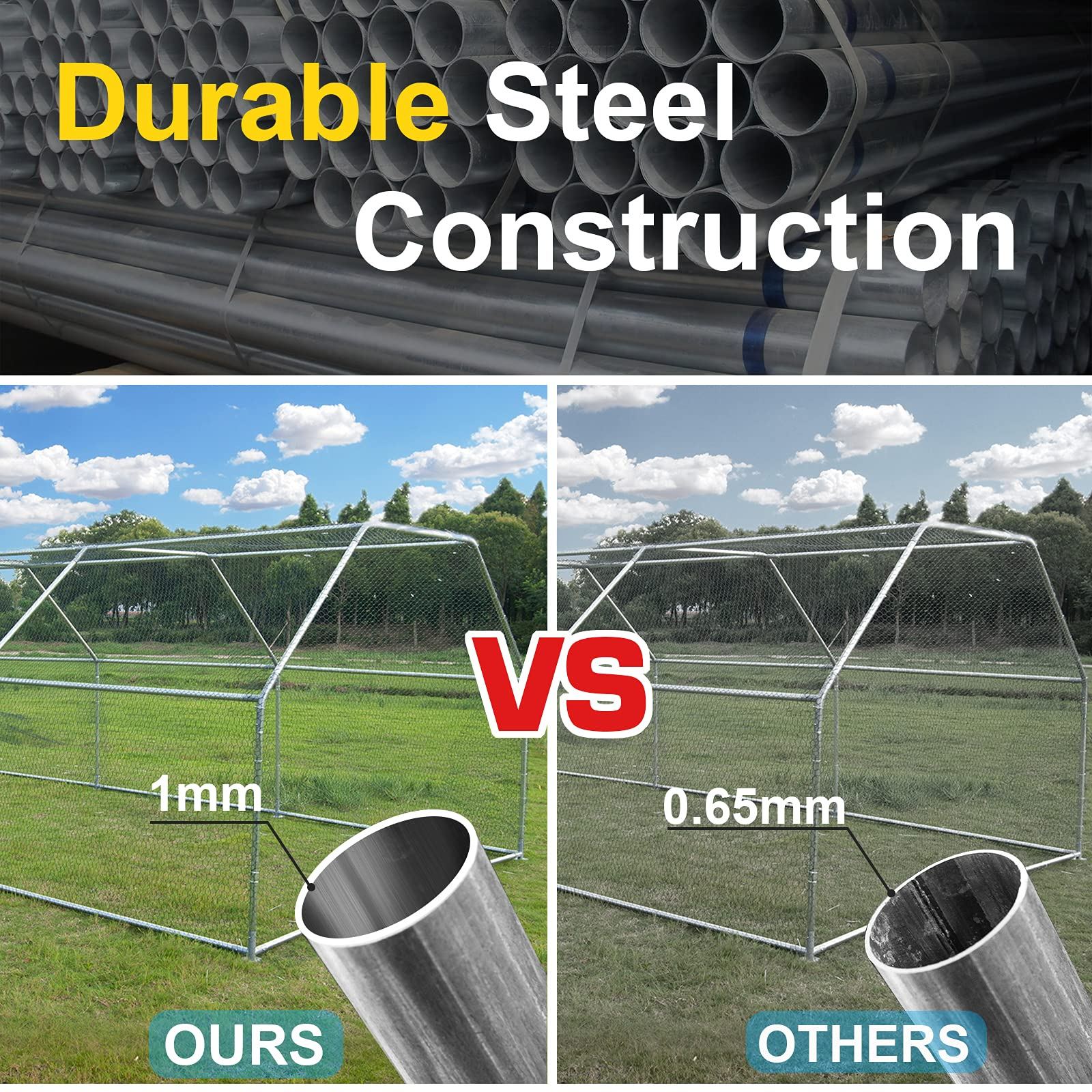 【Pet】【BS】Large Metal Chicken Coop Walk-in Poultry Cage Hen Run House Rabbits Habitat Cage(10'Lx20'Wx6.4'H)