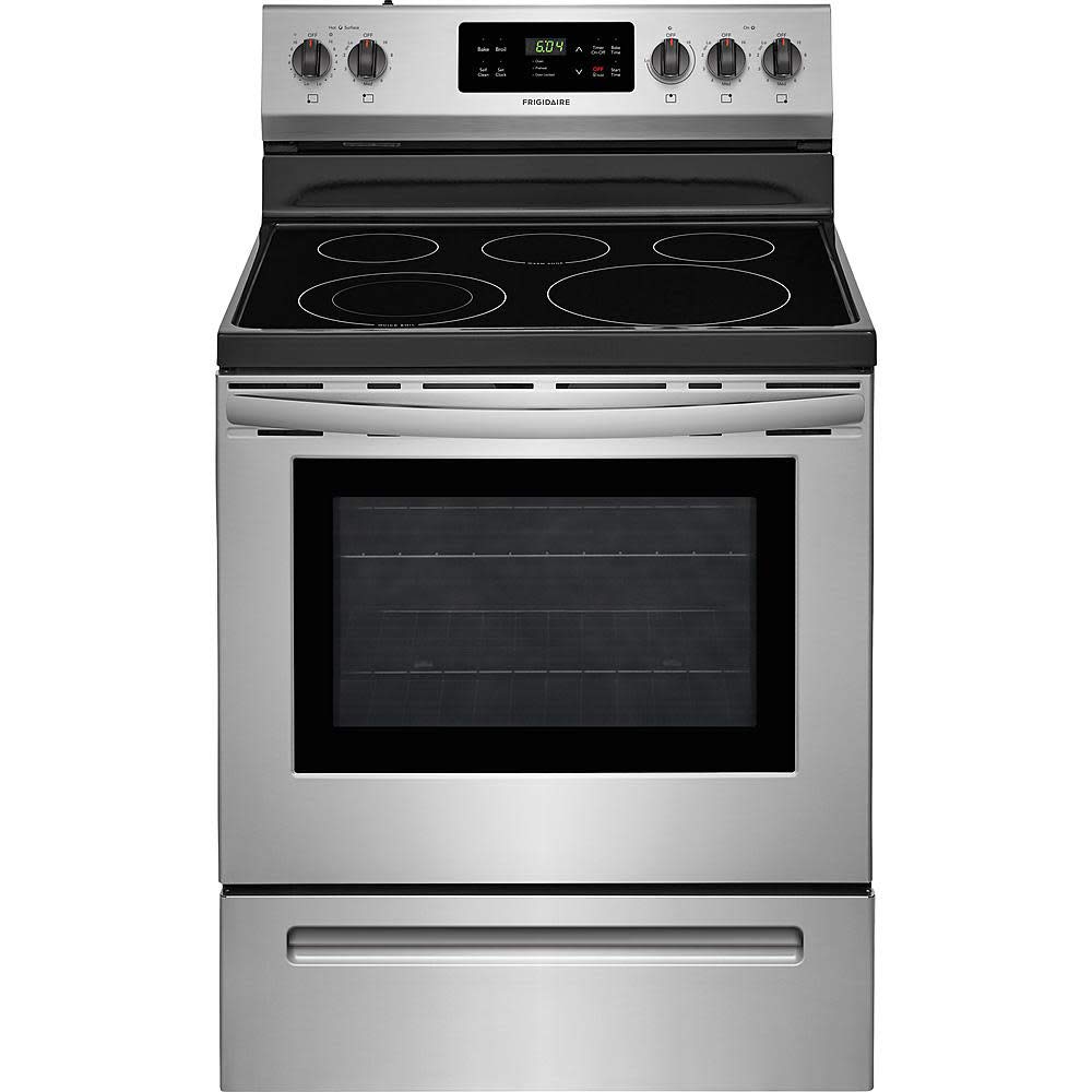 【Appliances】30 Freestanding Electric Range with 5.3 cu. ft. Capacity 2 Oven Racks Storage Drawer 5 Heating Elements