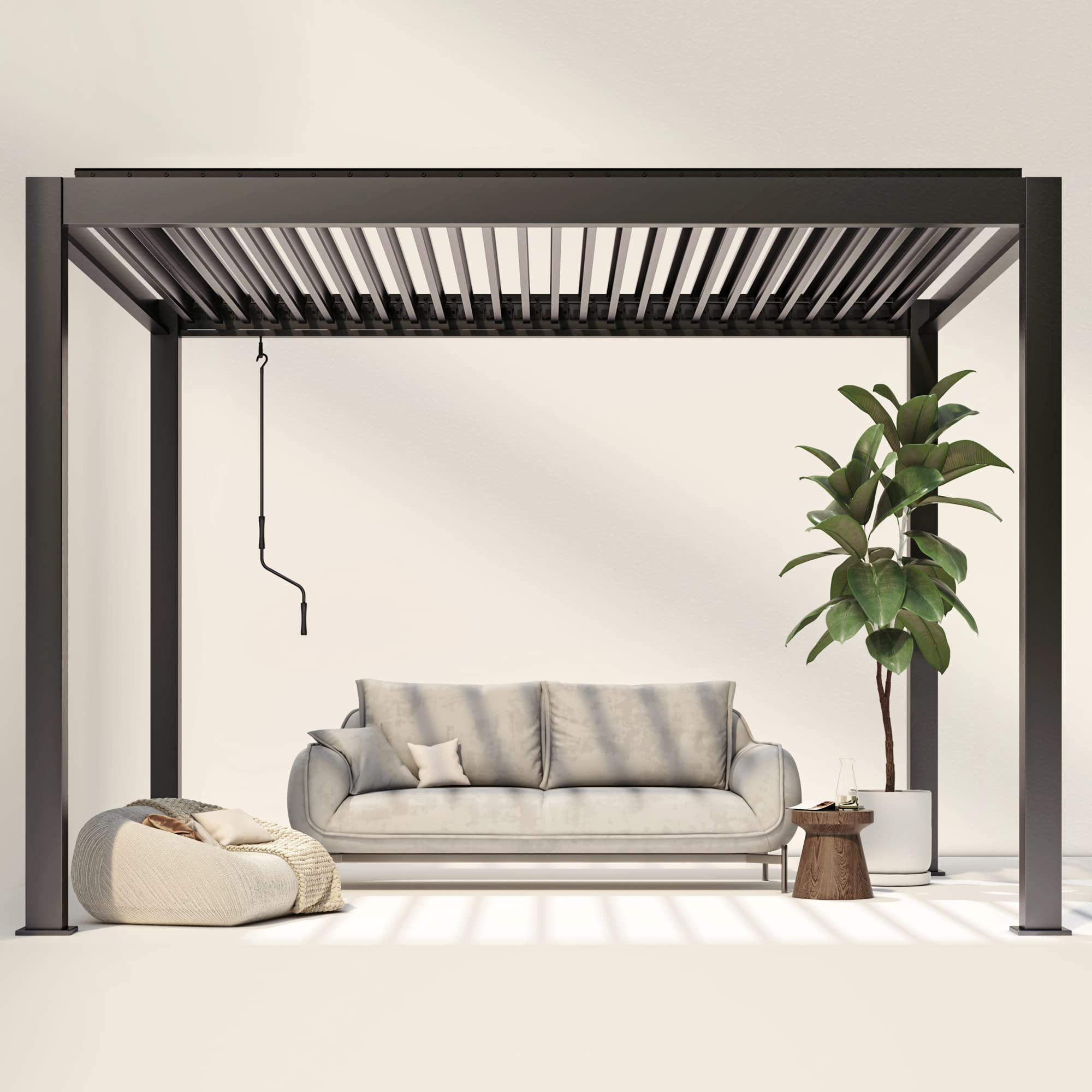 【Home&Garden】10'x10' NO Corrosion Louvered Pergola, High Strength Gazebo for Yard