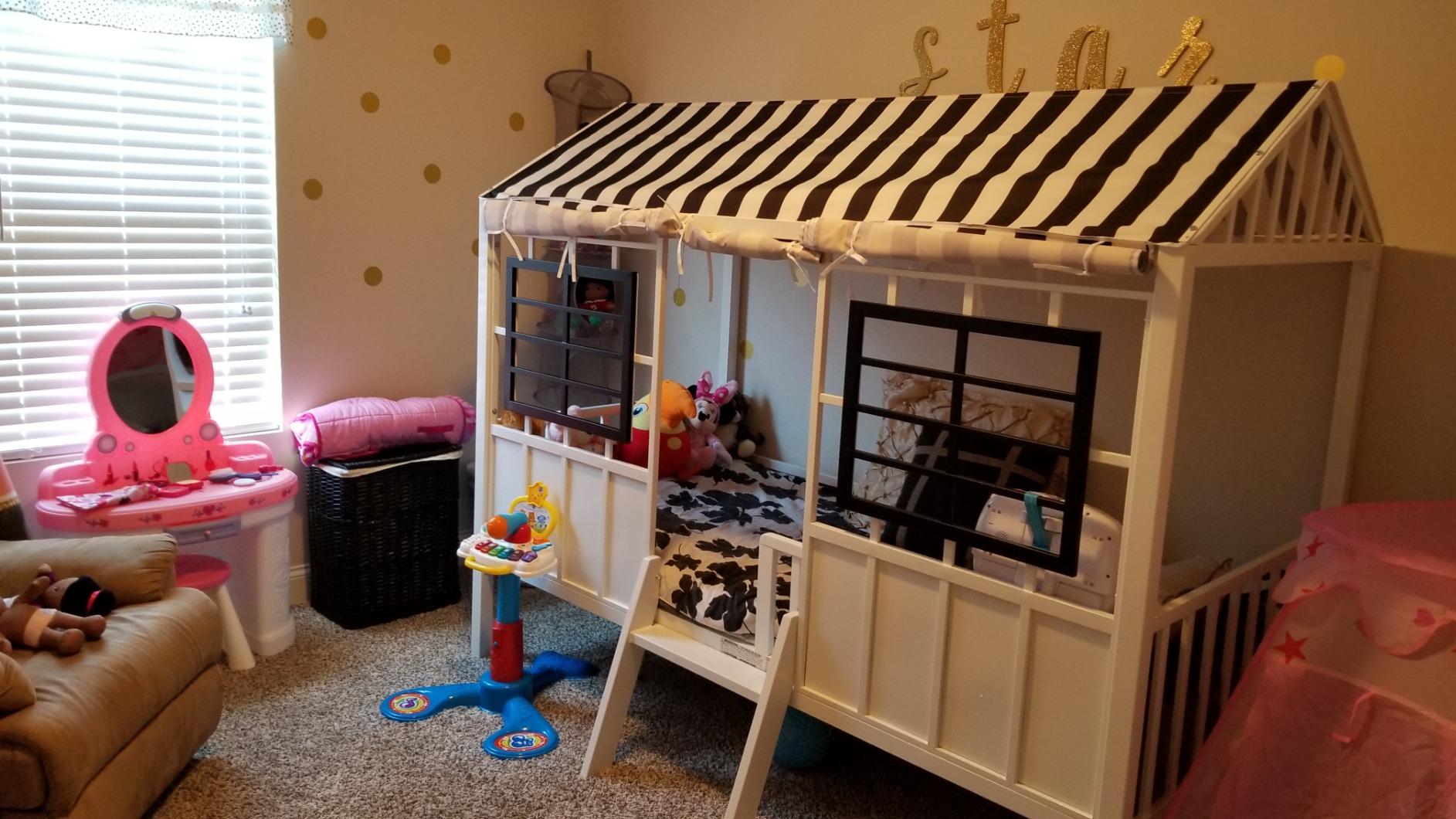 【Furniture】Rowan Valley Forest Loft Bed, Black/White, Twin