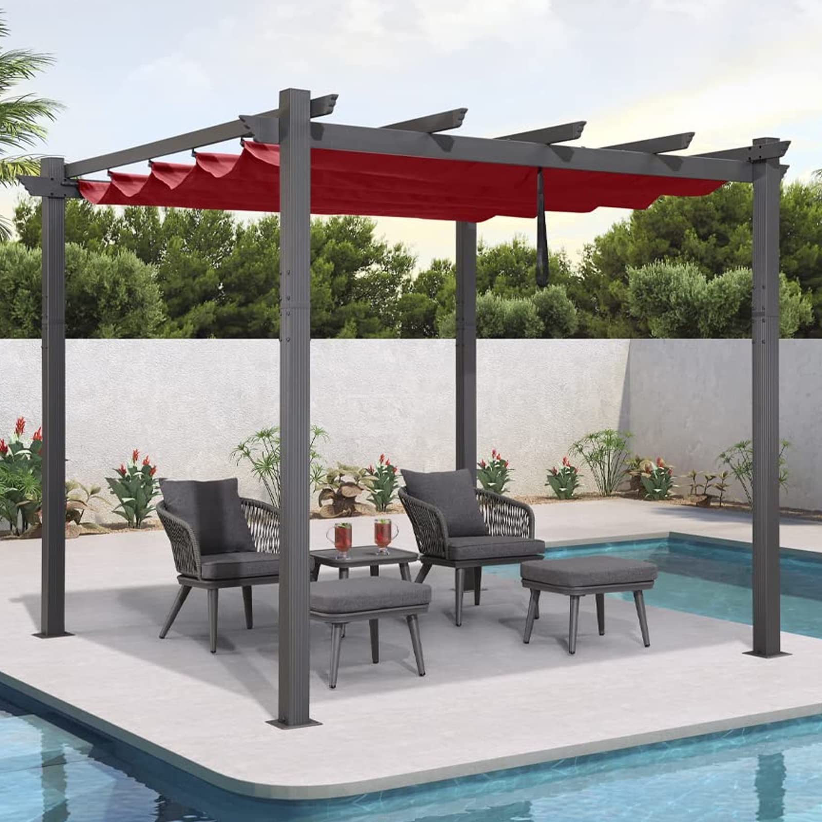 【Gazebo】10' X 12' outdoor retractable pergola，Modern Yard Grape Trellis PergolaGazebo