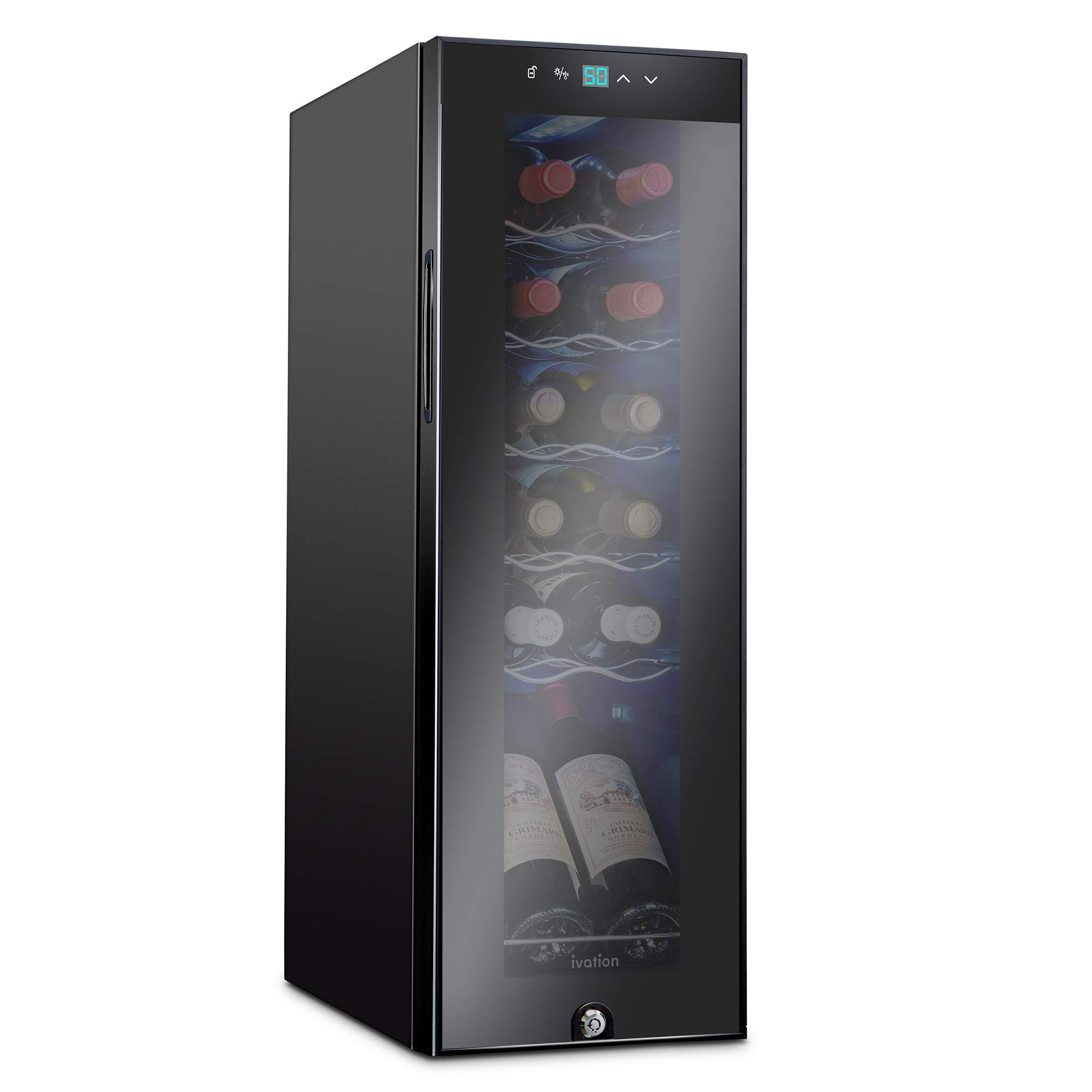 【Appliances】Ivation 12 Bottle Compressor Wine Cooler Refrigerator w/Lock, Large Freestanding Wine Cellar