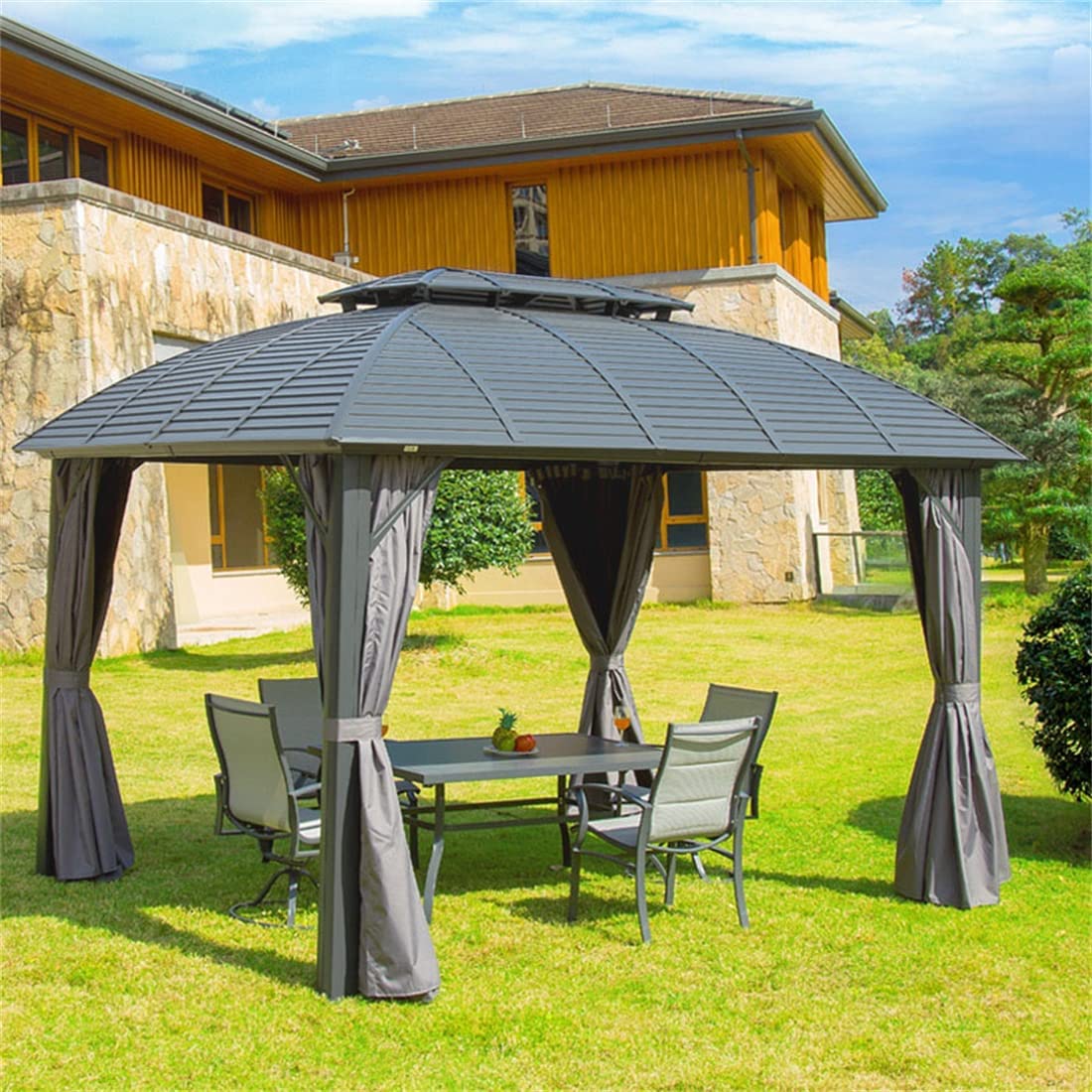 【Gazebo】3x4m Aluminum Frame Roof Gazebo Solid Roof Party Galvanized