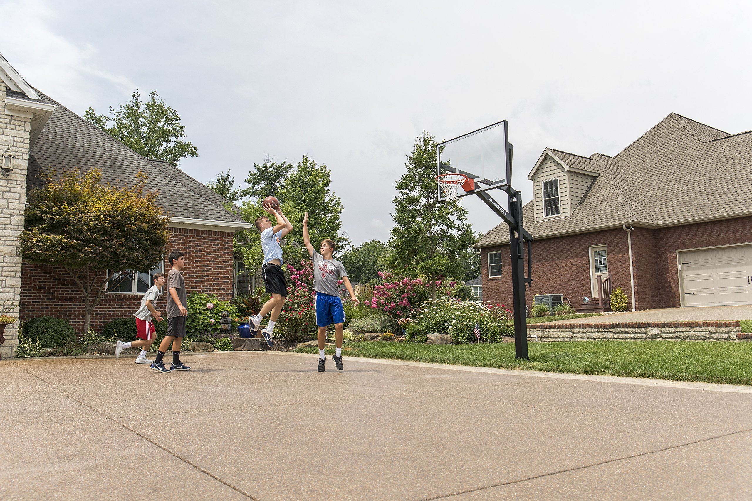 【Sports&Outdoors】Goalrilla FT Series Basketball Hoops with Tempered Glass Basketball Backboard, Black Anodized Frame