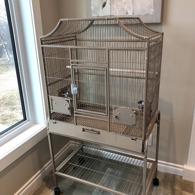 【Pet】Elinor 55'' Iron Victorian Top Floor Bird Cage with Wheels