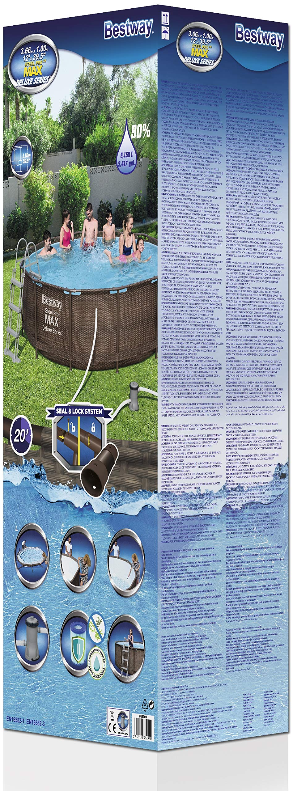【Sports&Outdoors】Steel Pro Max Swimming Pool, with filter pump, rattan print, 12ft