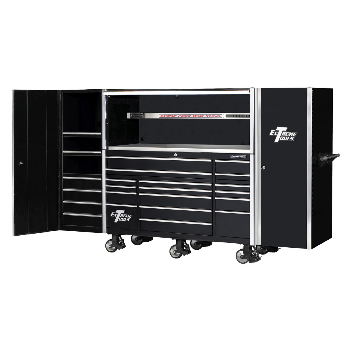 n- used toolbox72 29 Drawers Professional Roller Cabinet, Extreme Power Workstation Hutch & Side Cabinets & ProCasters Combon-
