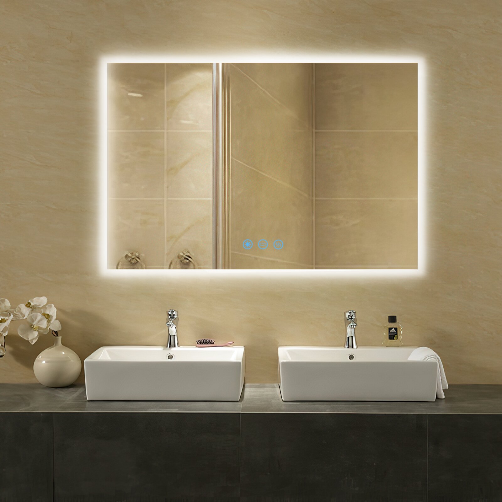 【Home Improvement】Bronson Rectangle LED Wall Mirror