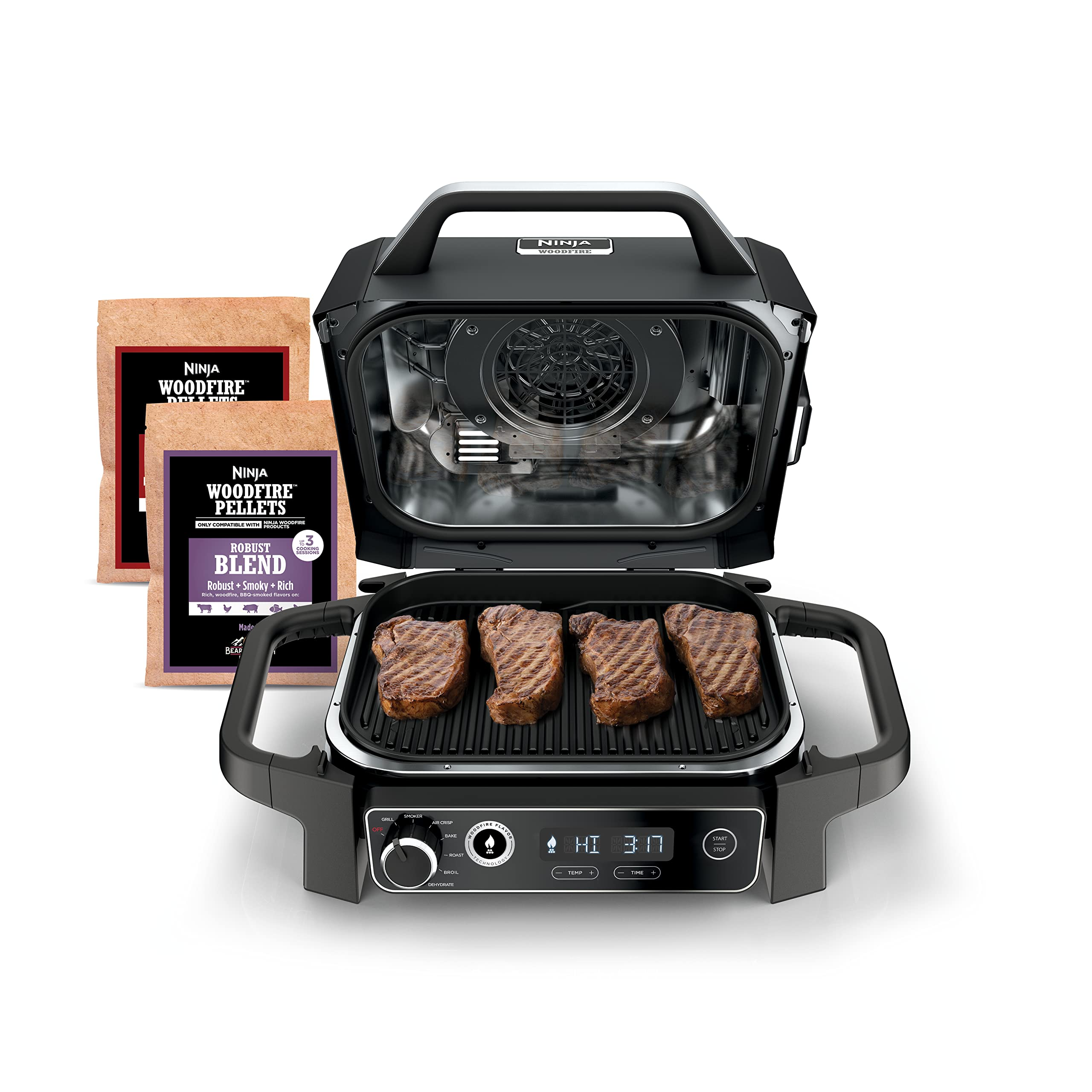 【Appliances】Ninja OG701 Woodfire Outdoor Grill, 7-in-1 Master Grill, BBQ Smoker & Outdoor Air Fryer plus Bake