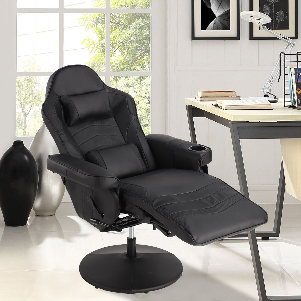 【Furniture】Herrington Massage Video Gaming Recliner Chair - with Cupholder, Headrest, Lumbar Support, Footrest