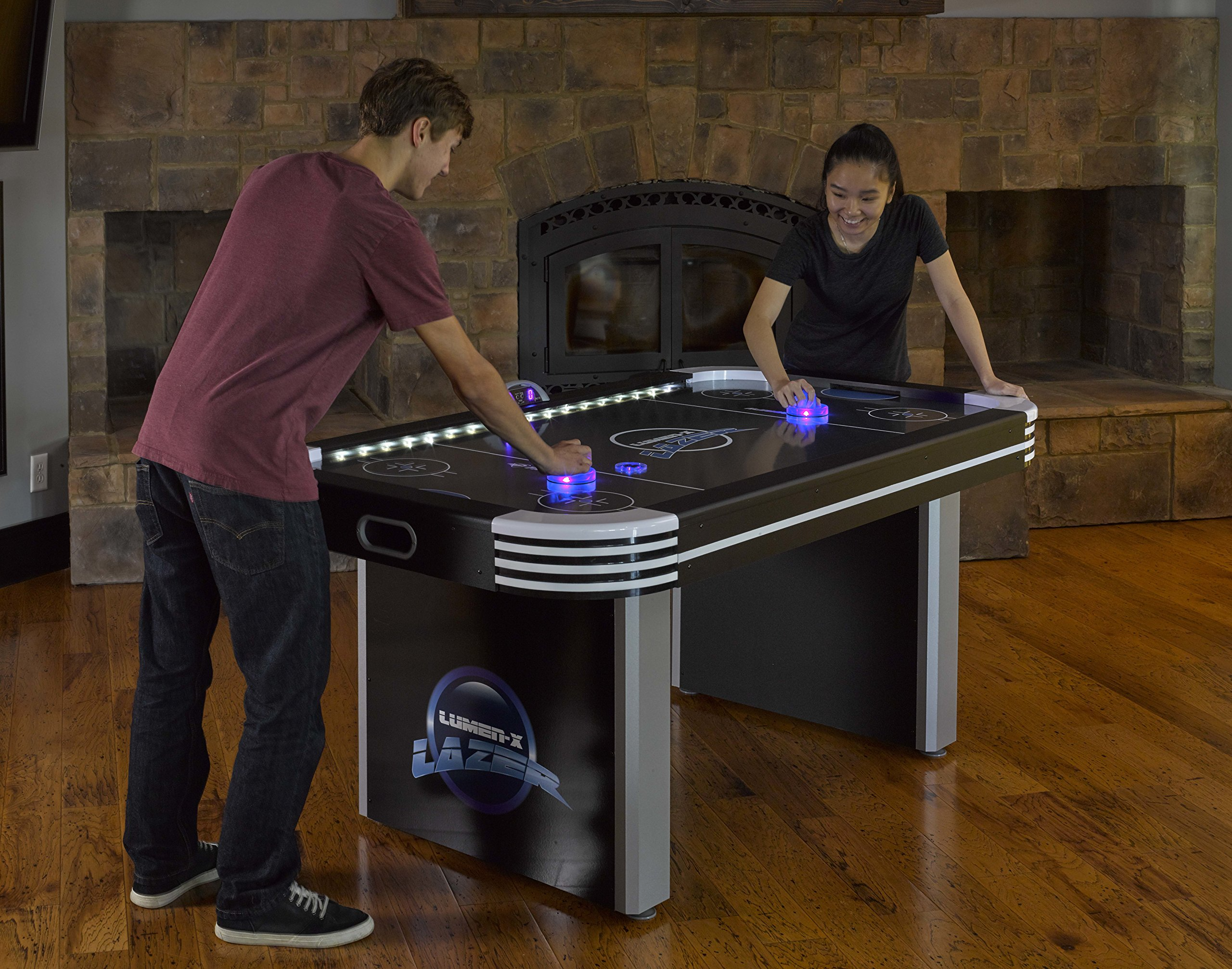 【Sports&Outdoors】Lazer 6' Interactive Air Hockey Table Featuring All-Rail LED Lighting & In-Game Music