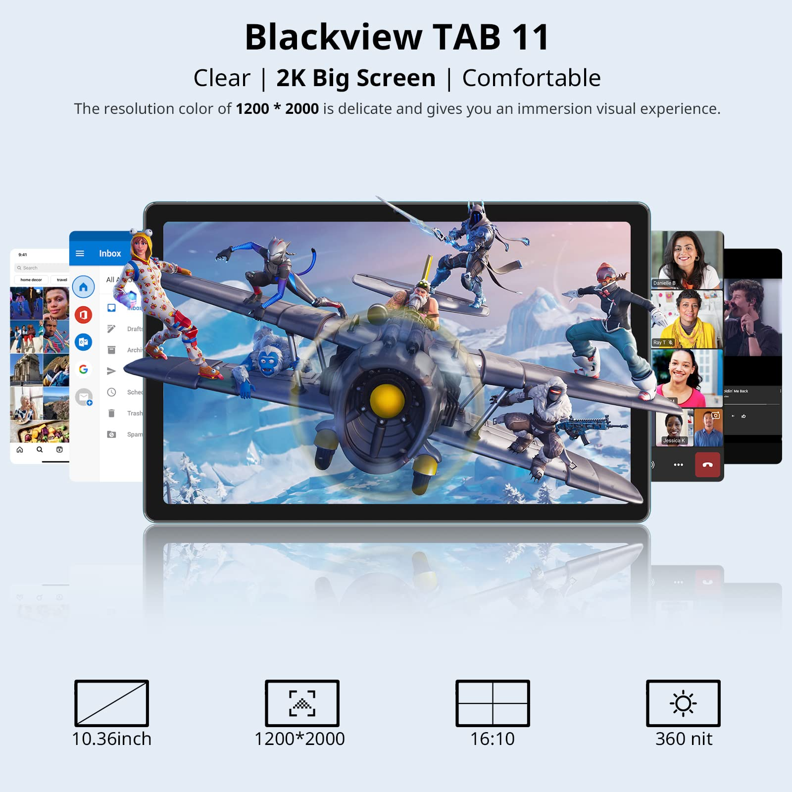 【Electronics】Gaming Tablet, Android Tablet with 8GB+128GB, 10.36