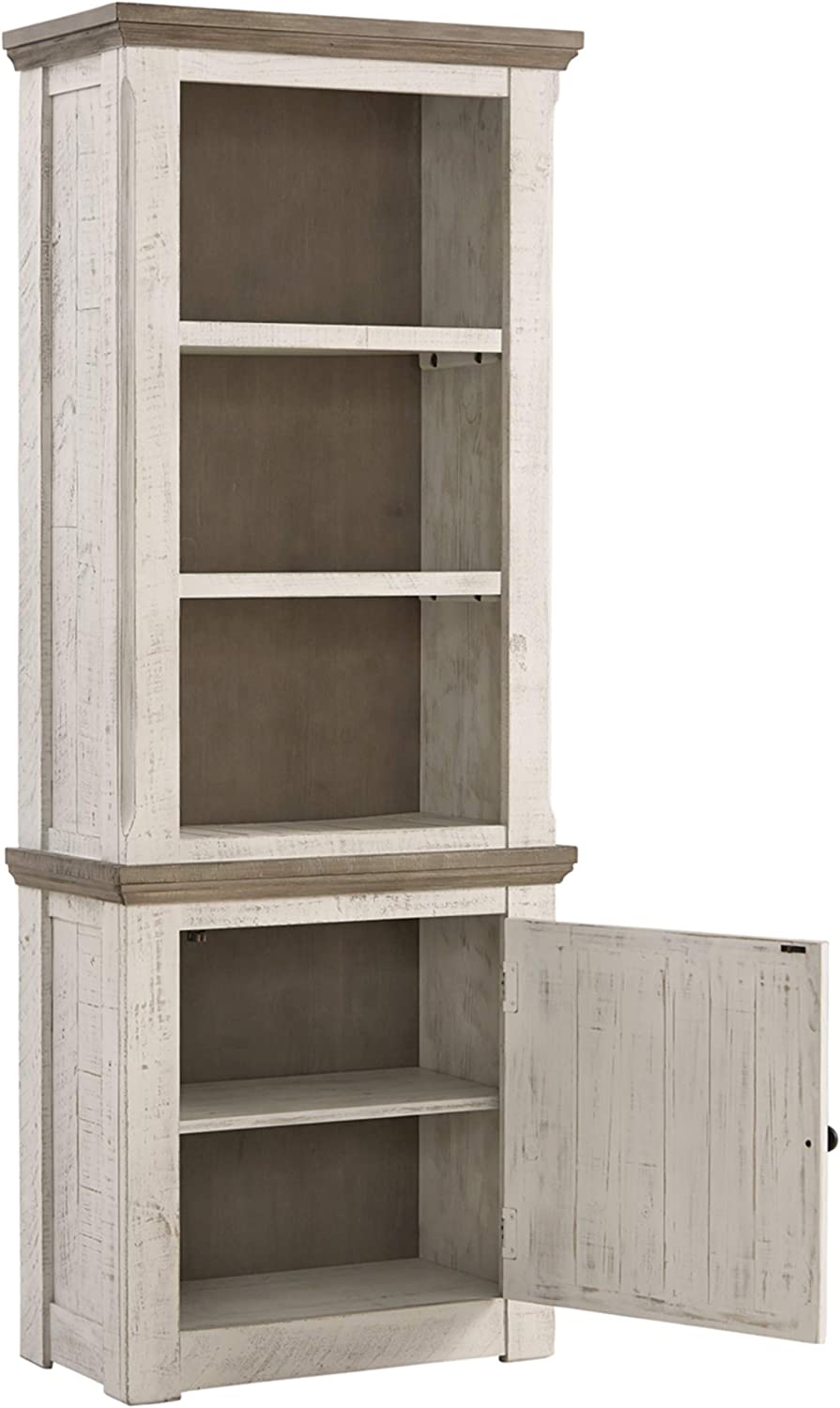 Signature Design by Ashley Havalance Farmhouse Left Pier Cabinet, Modern Bookcase, Vintage White