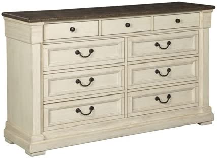 Signature Design by Ashley Bolanburg Farmhouse 9 Drawer Dresser with Dovetail Construction, Antique White, Weathered Gray