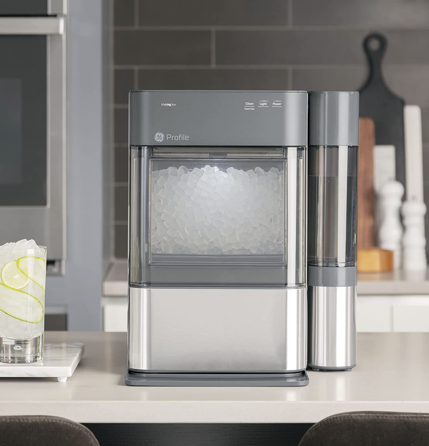 GE Profile Opal 2.0 | Countertop Nugget Ice Maker with Side Tank | Ice Machine with WiFi Connectivity | Smart Home Kitchen Essentials | Stainless Steel