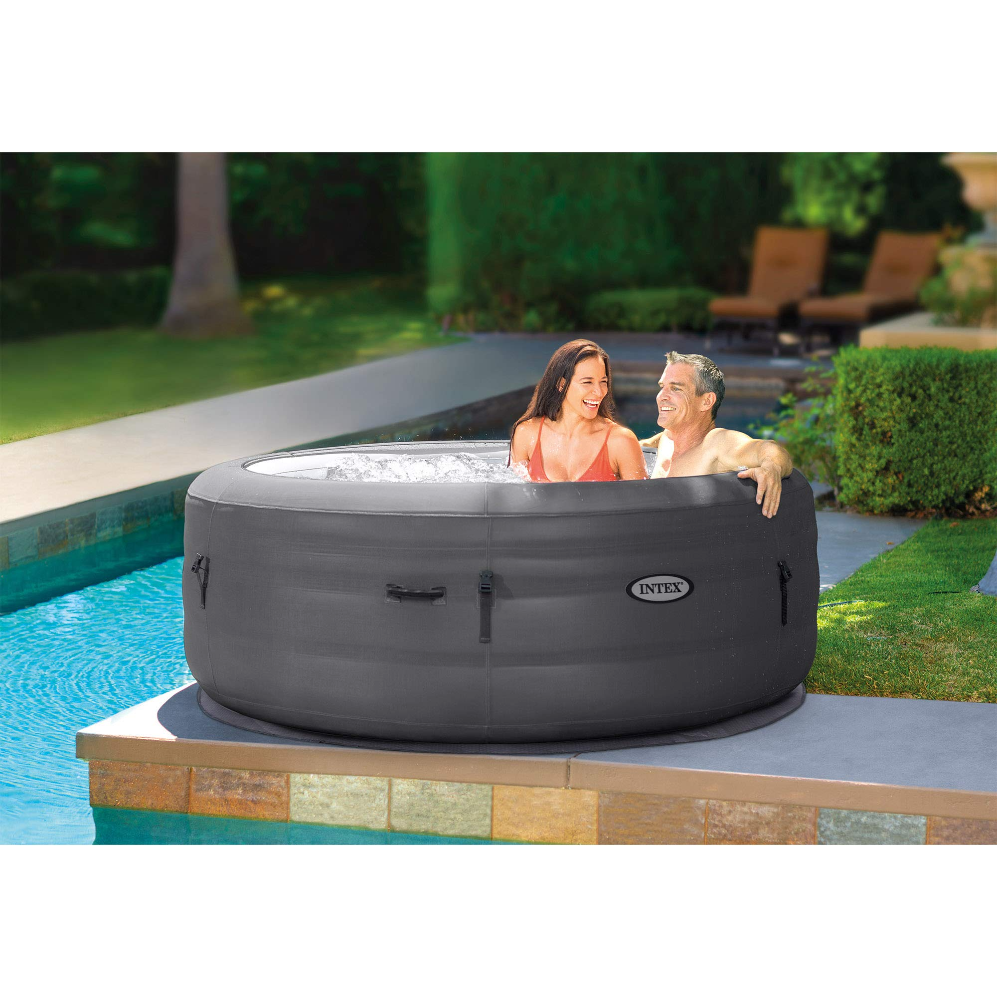 【Sports&Outdoors】Simple Spa 77in x 26in 4-Person Outdoor Portable Inflatable Round Heated Hot Tub Spa