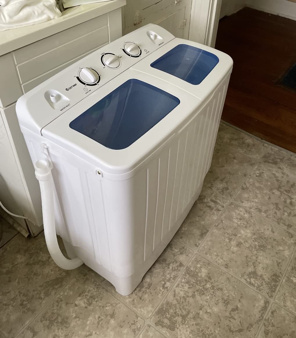 【Appliances】Giantex Portable Mini Compact Twin Tub Washing Machine 17.6lbs Washer Spain Spinner
