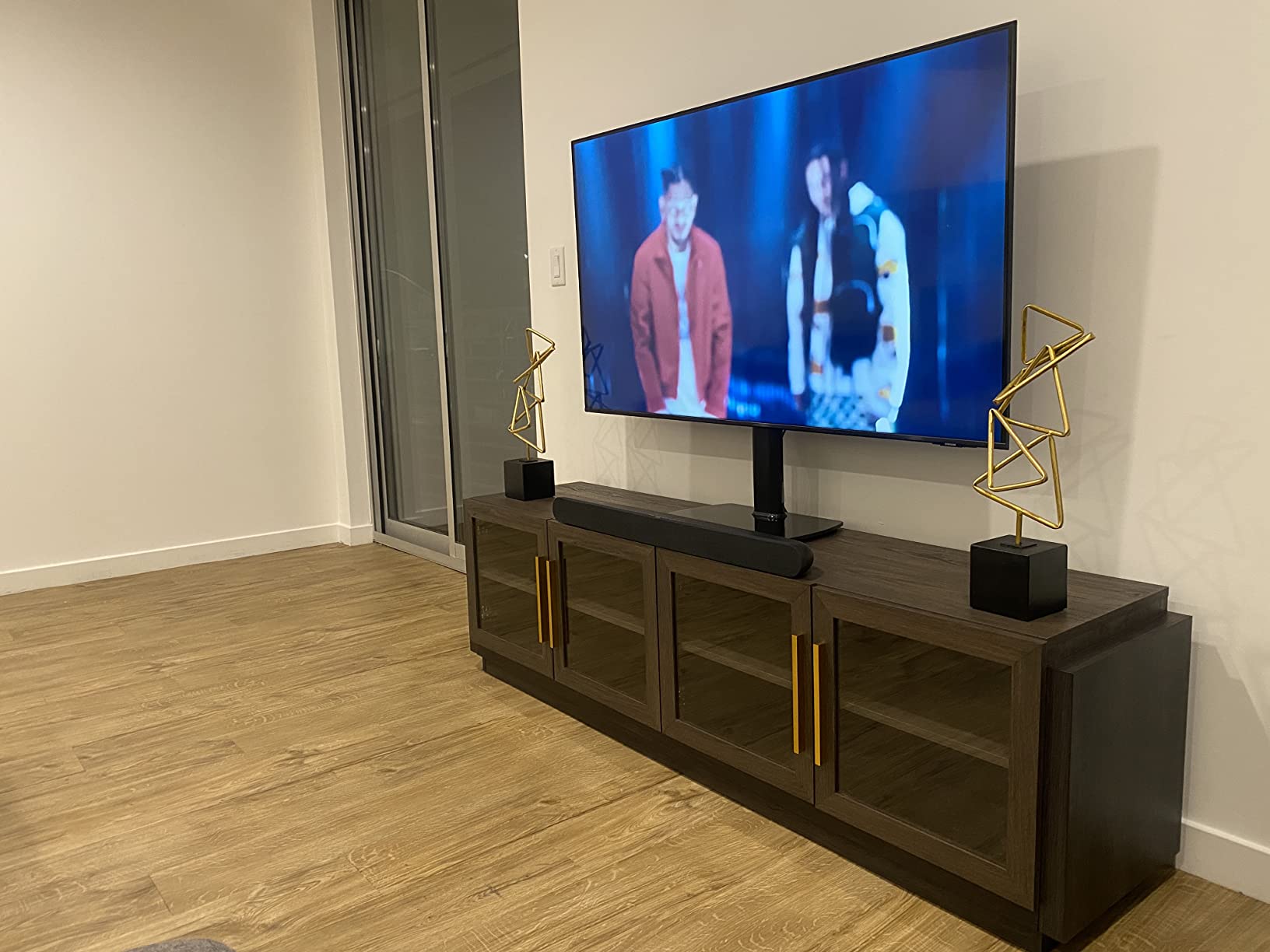 【Furniture】Sideboard Buffet Cabinet, Modern Wood Glass-Buffet-Sideboard with Storage, Console Table