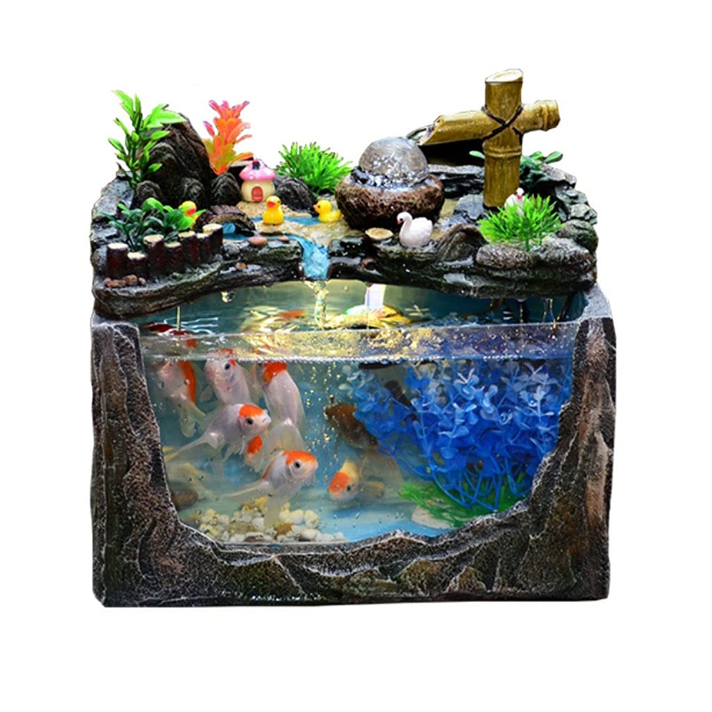【Pet】Fishbowl Rockery & Water Creative Small Tank Living Room Family Aquarium Fish Tank