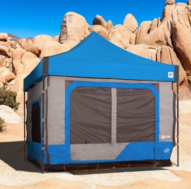 E-Z UP Camping Cube 6.4, Converts 10' Straight Leg Canopy into Camping Tent, Punch