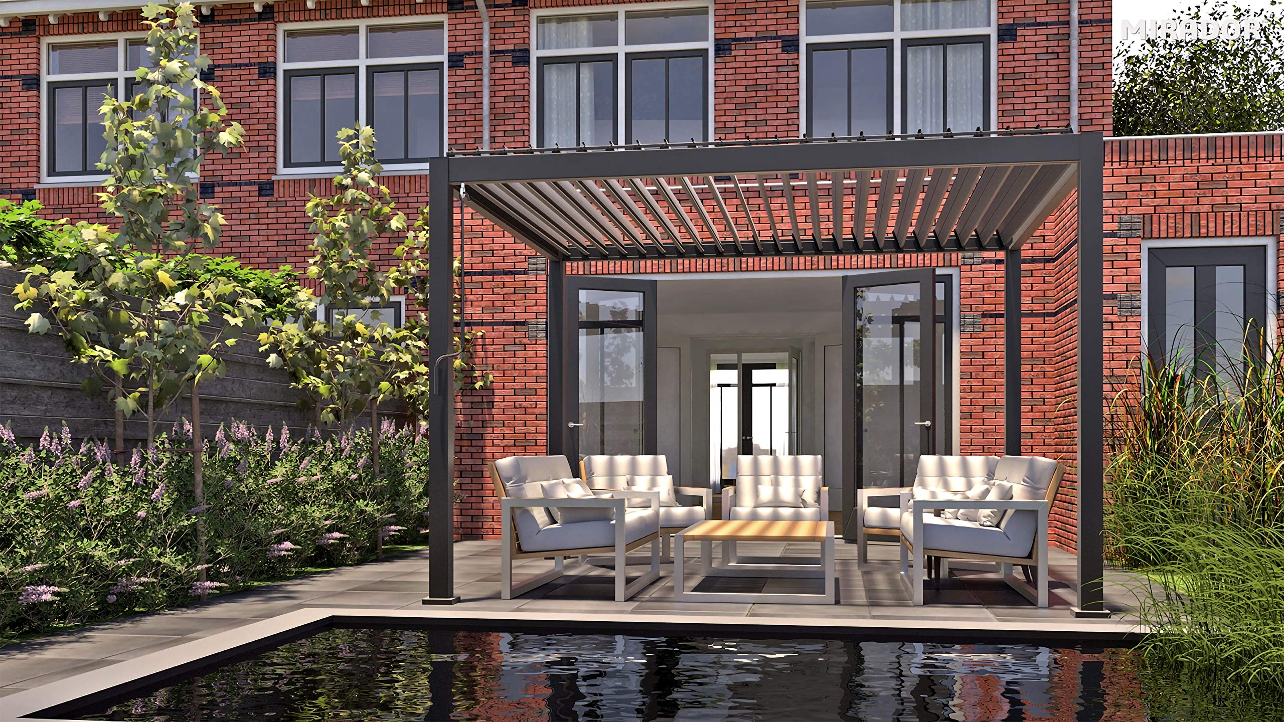 【Home&Garden】Outdoor Louvered Pergola 10' x 13' Aluminum Dark Bronze Outdoor Deck Garden Patio Gazebo