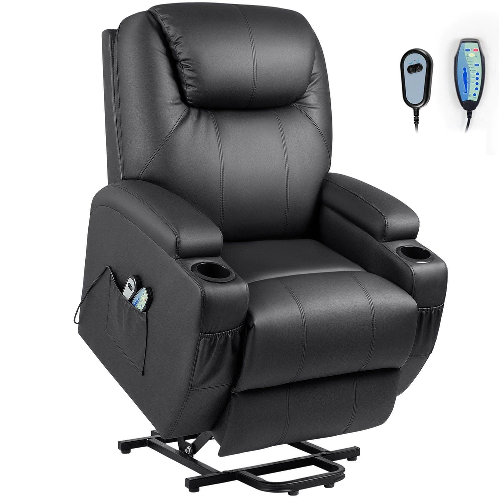 Faux Leather Power Lift Recliner Chair with Massage and Heat