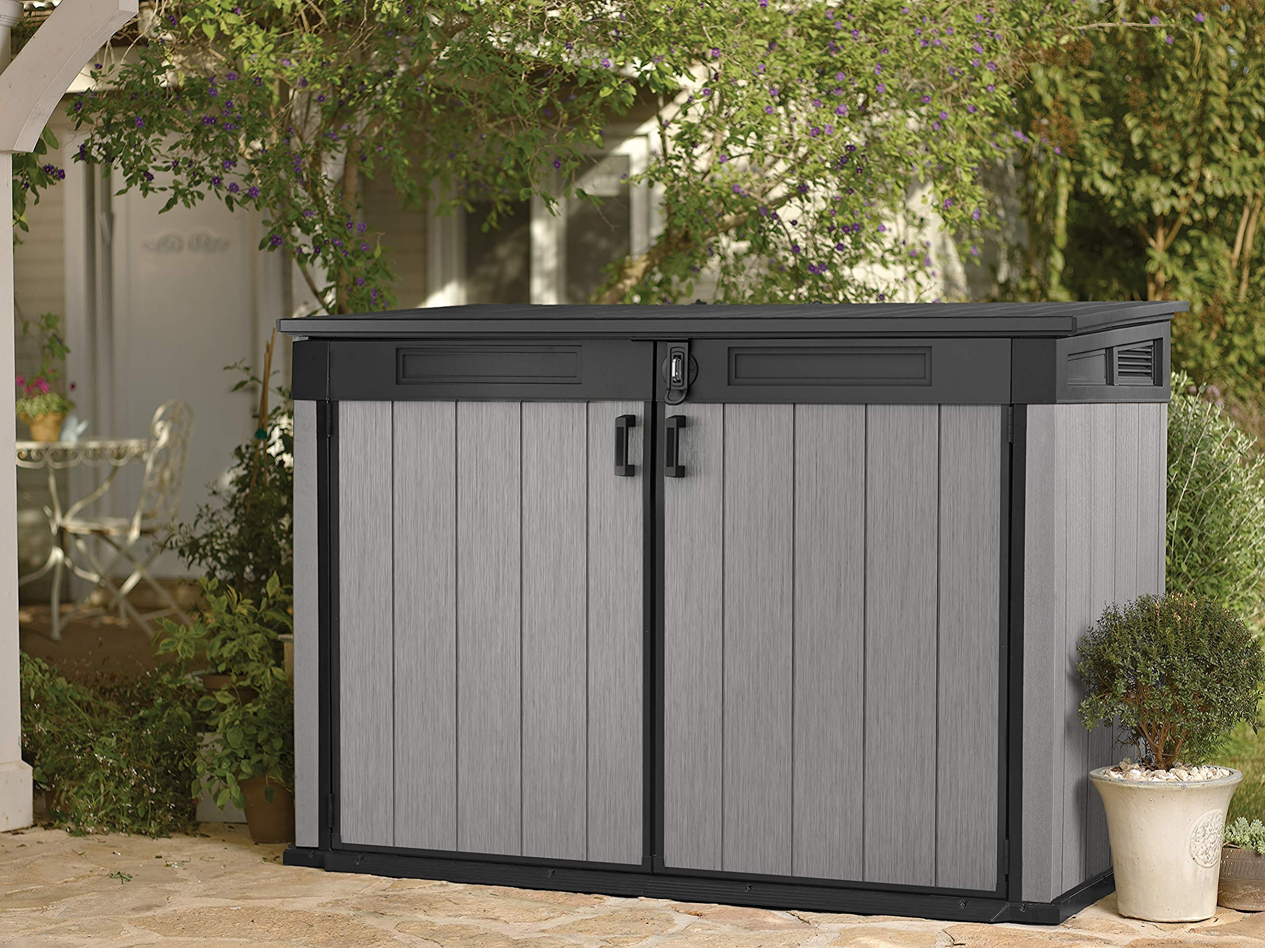 【Storage Shed】【BS】Keter Store It Out Grande Outdoor Plastic Garden Storage Shed, Grey and Black, 190x109x132 cm