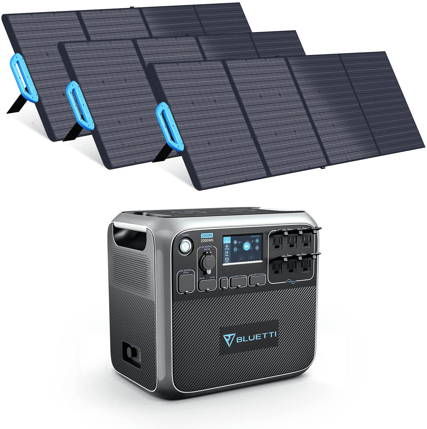 BLUETTI Solar Generator AC200P with 3 PV200 Solar Panels Included, 2000Wh Portable Power Station w/ 6 2000W AC Outlets, LiFePO4 Battery Pack Solar Powered Generator for Home Use, Trip, Power Outage