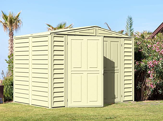 【Storage Shed】【BS】 8' x 6' Plastic Garden Shed with Foundation Kit - Ivory - 15 Years Warranty
