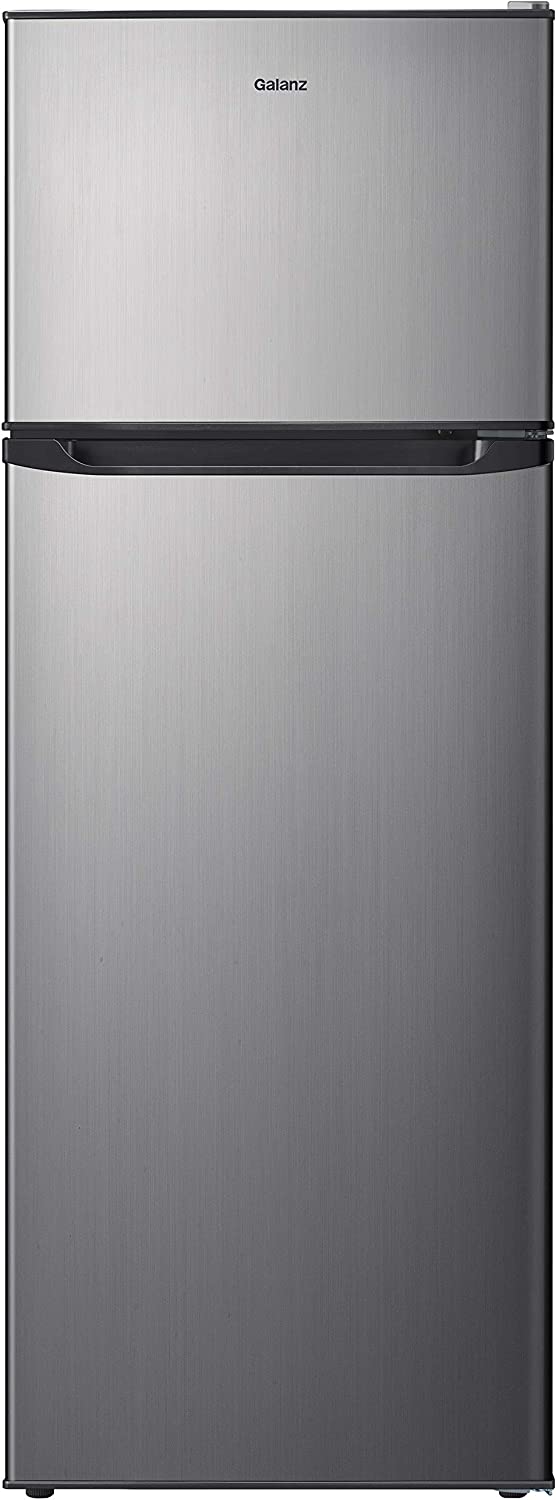 Galanz GLR10TS5F Refrigerator, Adjustable Electrical Thermostat Control with Top Mount Freezer Compartment, 10.0 Cu.Ft, Stainless Steel Look, 10